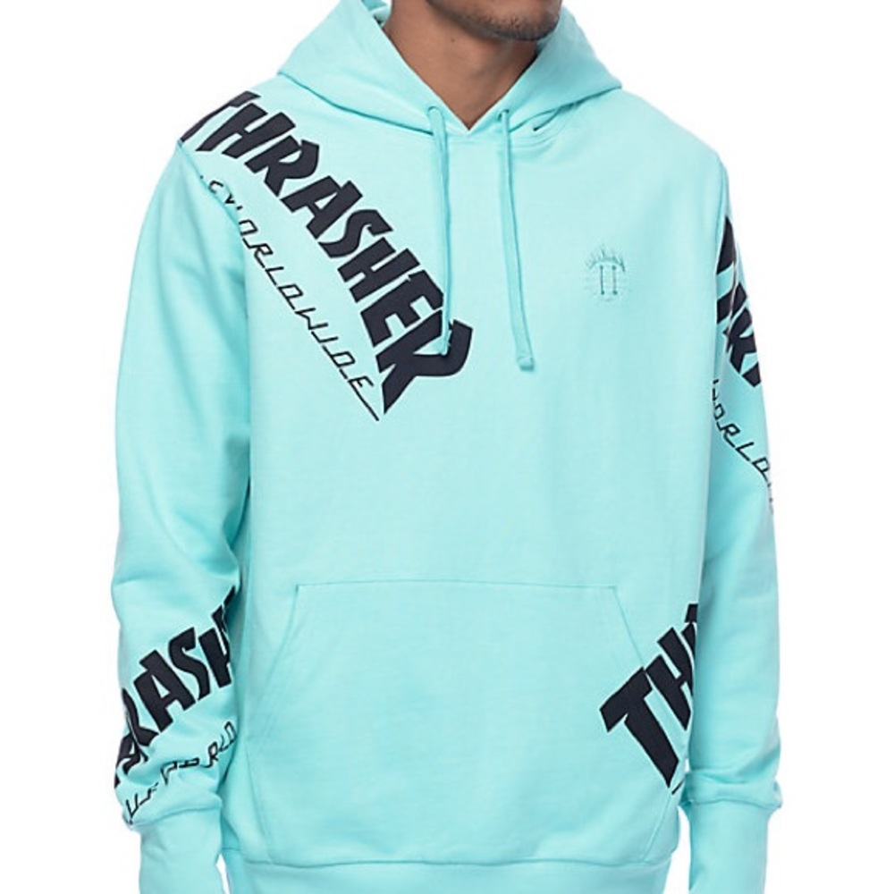 HUF Worldwide x Thrasher Mint Hoodie